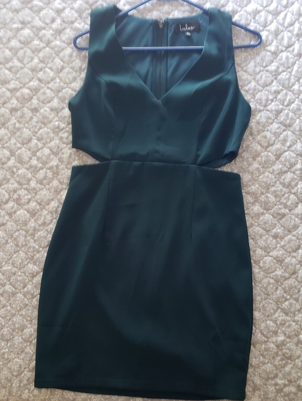 Lulu's Teal Cutout V-Neck Sheath Dress with Side Cutouts